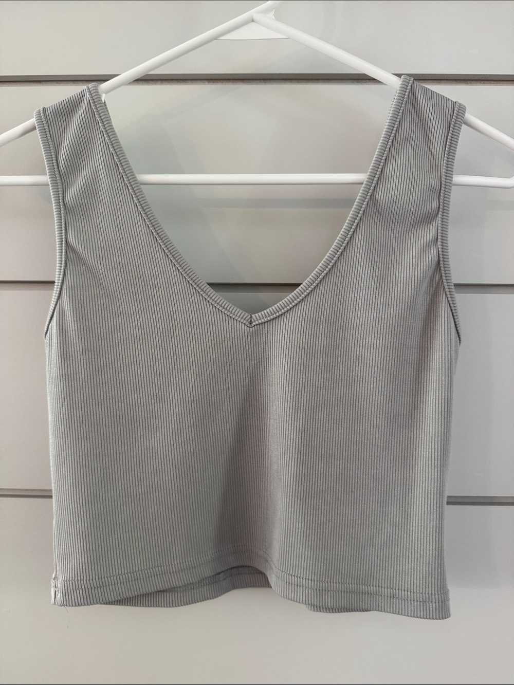 SHEIN Light Gray Ribbed V-Neck Tank Top